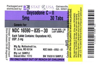 Oxycodone 5mg Label Image (Oxycodone 5mg Label 835)